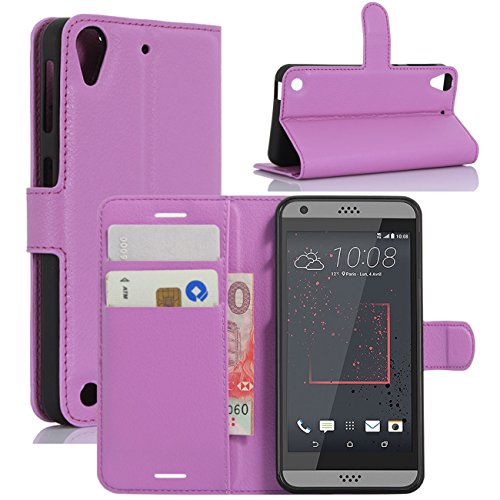 HualuBro HTC Desire 530 Case, [All Around Protection] Premium PU Leather Wallet Flip Phone Protective Case Cover with Card Slots for HTC Desire 530 Smartphone (Purple)