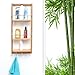 Relaxdays Wall-Mounted Bathroom Rack, With 3 Shelves And 3 Hooks, Bamboo, Includes Rail, Natural Brown