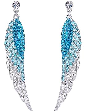 EVER FAITH® modern Engel Flügel Ohrring blau österreichische Kristalls A13220-5