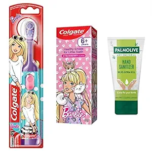 Colgate Kids Barbie Extra Soft Electric Battery Powered Toothbrush 3+ Years for Girl Full Combo (Free Sanitizer)