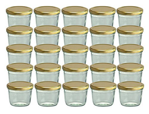 25er Set Sturzglas 230 ml Marmeladenglas Einmachglas Einweckglas To 82 gold farbiger Deckel