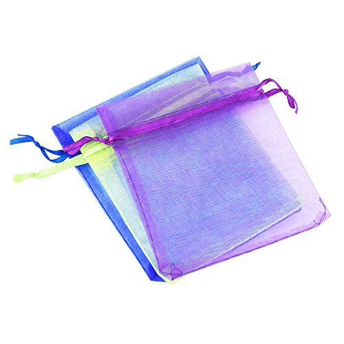 Mudder 100 Stück bunte Organzasäckchen Organzabeutel Geschenkbeutel Schuckbeutel für Hochzeit, Mittelgroß - 4