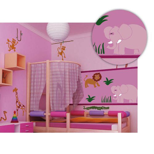 Preisvergleich Produktbild Home Design B6012 - Wandschablone Zauberhafte Tierwelt 140 x 100 cm