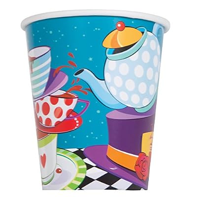 Unique Party - 49506 - Paquet de 8 Gobelets en Carton - Tea Party - Chapelier Fou - 266 ml