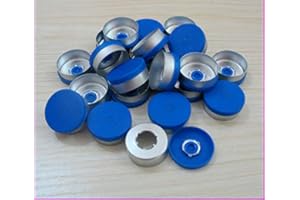 KT TECH 200pcs/lot 20mm Aluminum plastic caps flip off caps for glass vials (Blue)
