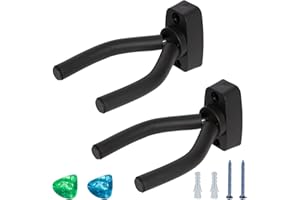 LSYYSL 2pcs Guitar Wall Mount Hooks with 2pcs Picks, Guitar Hooks, Guitar Hook Holder, Wall Hooks for All Size Guitars, Bass, Mantolin, Banjo, Ukulele.