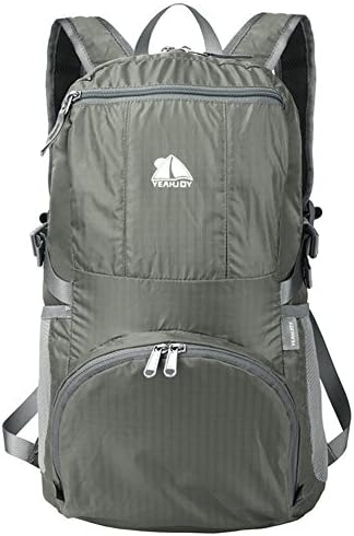 YEAHJOY Large 35L Nylon Comfortable Backpack Packable Lightweight Incredibly Durable Hiking Backpack Waterproof Foldable Daypack (Grey)