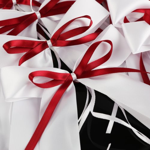 10 Weiss&Weinrot Antennenschleifen Schleifen Autoschmuck Autoschleifen Deko Hochzeit Party - 5