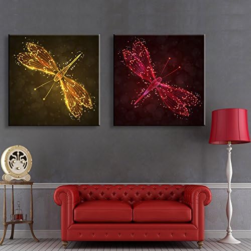 qwer Dragonfly LED FIBER PICTURE paintings decorate the no frame animation bedroom living room restaurant ,40*40*2 Aisle