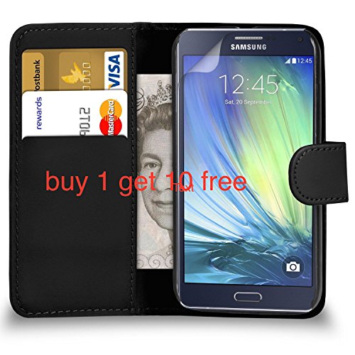 Samsung Galaxy S6 Edge - BUY 1 GT 10 FREE Premium Leather Book Wallet Case Cover Pouch + Screen Protector With Microfibre Polishing Cloth (Galaxy S6 Edge, BLACK)