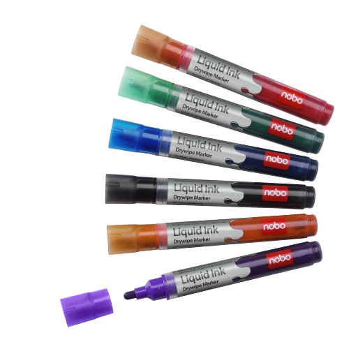 Nobo 1901419 - Paquete de 6 rotuladores permanentes  tinta pigmentada  trazo de 2 mm   varios colores Nobo 1901419 - Paquete de 6 rotuladores permanentes  tinta pigmentada  trazo de 2 mm   varios colores