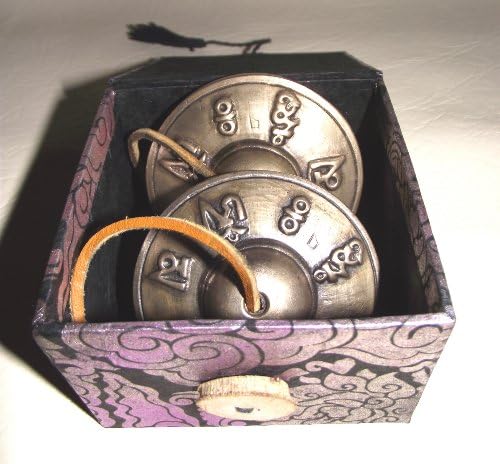 Large Beautiful Tibetan Buddhist Om Mani Padme Hum Tingsha Cymbals Mantra 7 cm