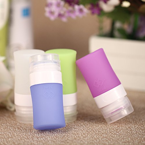 Anself 4 Stück Silikon Reise Flaschen Set Zylindrisch (Größe Optional) - 4