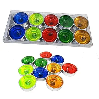 ZANGOORA 10 Pcs (1 Box) Multi-Color Gel Wax Tealight Candles Floating Candle for Diwali Decoration Items and Christmas Festivals Candles (1 Box)