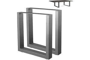BAKAJI Set 2 Gambe da Tavolo Dimensione 43 x 40 cm in Metallo Piedi per Tavolino Salotto e Panche con Piedini Antiscivolo Regolabili Design Moderno Industriale Colore Grigio