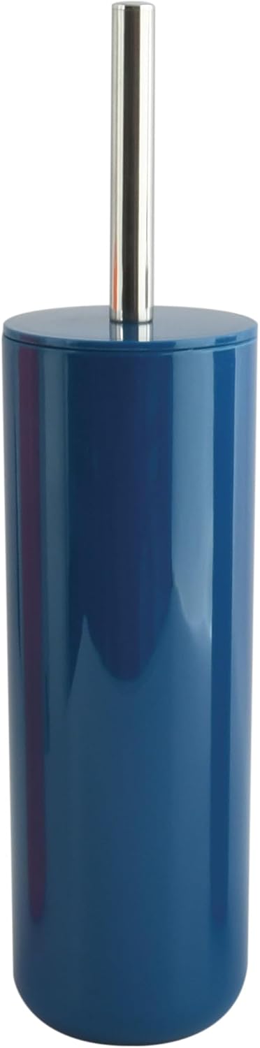 MSV - Escobillero Inagua - Set de Inodoro de Suelo en Poliestireno - Mango de Acero Inoxidable - Azul Oscuro - Cabezal Reemplazable