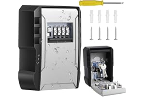 SAMAMOCA Wandmontage Schlüsseltresor mit Zahlencode,Wetterfest Schlüsselsafe außen 4-Stellig,Robust Schlüsselkasten Zahlenschloss,Schlüsselbox mit Code,Schlüssel Tresor,Lock Box für Haus,Garagen,Büros,Lager