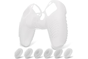 eXtremeRate PlayVital Funda de Silicona para ps5 Mando - Carcasa Protectora con 6 Tapas de Joysticks, Impermeable, Resistente y Antideslizante, Funda de Goma Suave, 3D Tachonado (Brilla en Oscuridad)
