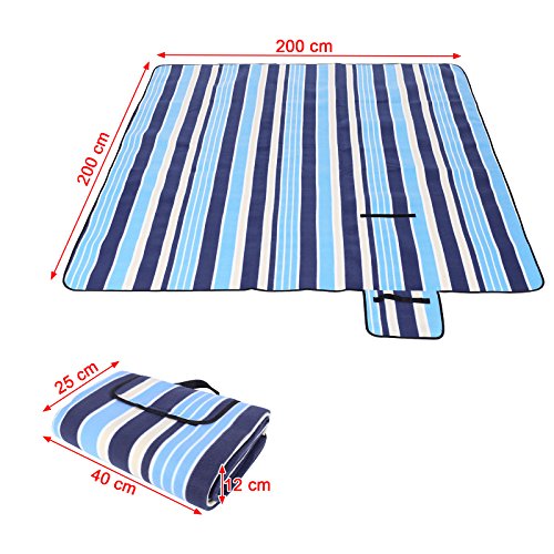 SONGMICS 200 x 200 cm XXL Picknickdecke Fleece wärmeisoliert wasserdicht mit Tragegriff GCM70L – Bild 4