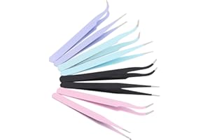 BAOFUYA Juego de Pinzas para Manualidades, Pinzas de Precisión Coloridas, Kit de Pinzas de Acero de Alto Carbono para Soldadura Electrónica, Joyería Artesanal