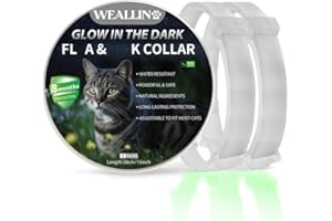 WEALLIN Lumineux Collier Anti-puces pour Chats, Collier Anti Puces et Tiques pour Chats Ajustable et Imperméable, Protection Naturelles et Efficace Pendant 8 Mois à Tous Les Chat, Gris (2 PCS)