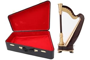 DENASH 25cm Miniatur Harfe Modell, Mini Holz Harfe Instrument Modell mit Aufbewahrungsbox für Home Desk Regal Dekor Geschenkidee