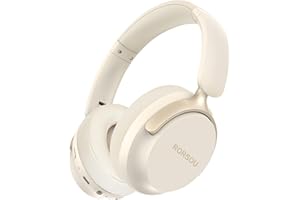 RORSOU B8 Casque Bluetooth Supra-auriculaire, 6 Modes de Musique EQ et 50 Heures de Lecture, Basses Profondes, Casque sans Fil avec Micro, Casque stéréo HiFi léger et Pliable pour Beige Blanc