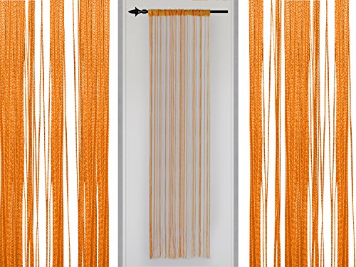 Filigraner Fadenvorhang – Wohndekoration in modernem Design – eleganter Store in 4 verschiedenen Unifarben – mit einer Stoffbreite von ca. 90 cm und einer Stoffhöhe von 220 cm, terra - 2