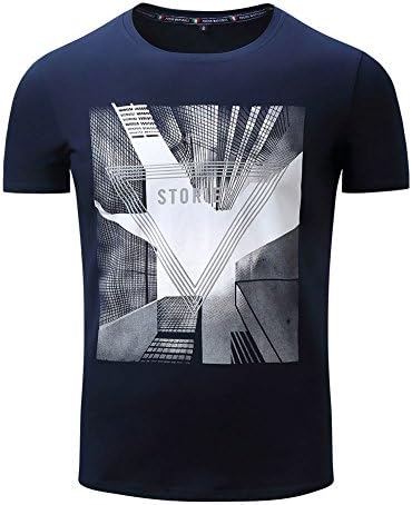 Mena Uk Men's Casual Short Sleeve Printed POLP Cotton T-shirt Tees ( Color : Royal blue , Size : XXL )