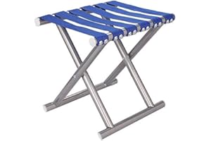 GROSSē Super Strong Heavy Duty Outdoor Folding Stool Camping Hiking Fishing Picnic Portable Stool Collapsible Camping Stool Lightweight Stainless Steel Mini Stool for Travel Garden (Blue, 30 x 25 cm)