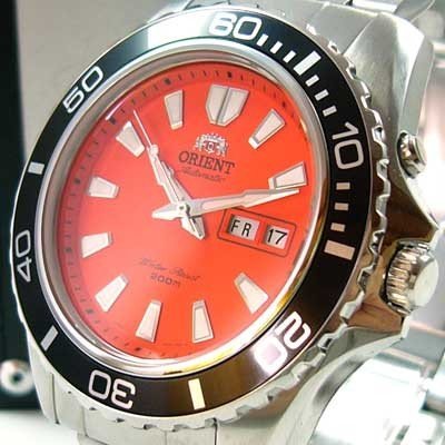 Orient Men's Automatic Watch with Black Dial Analogue Display and Orange Leather CEM75001MV