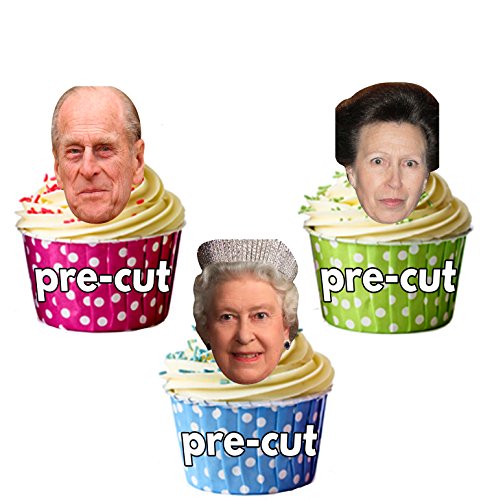 AKGifts Royal Family Faces - Decorazioni per torta, topper per cupcake, commestibili, con volti della famiglia reale inglese, 36 pezzi