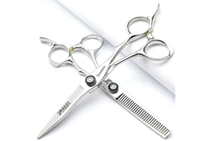AXEMOORE Japan 440 Steel Scissors Professional Hairdressing Scissors For Barber Thinning Hair Shears 5.5/6/6.5 inch(5,5 Zoll, 2 Stück)
