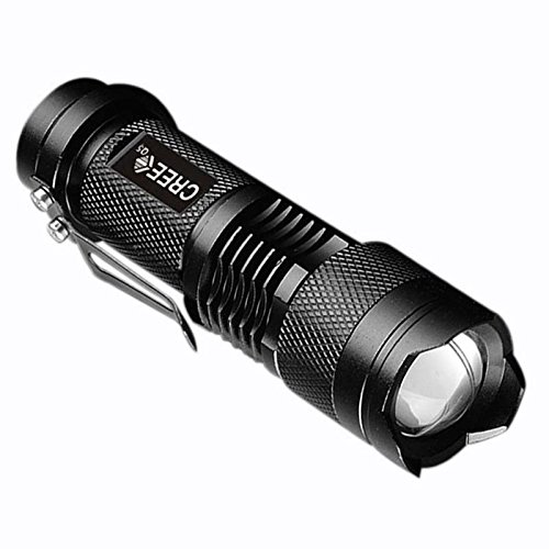 Pocketman 7W 300LM SK68 3 Modi Mini Cree Q5 LED Taschenlampen-Fackel-taktische Lampe justierbarer Fokus Zoomable Licht (Schwarzes) - 7