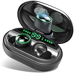 Donerton Écouteurs Bluetooth 5.0, Ecouteur sans Fil IPX8 Etanche 150H TWS Stéréo 3500mAh Etui de Charge, Oreillette Bluetooth avec Mic, AAC 8.0 CVC 8.0 Réduction du Bruit pour Sport