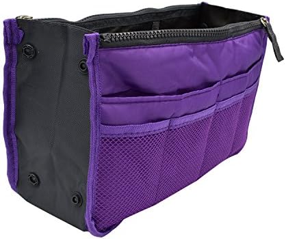 Ladies Tidy Travel Insert Handbag Cosmetic Organiser Purse Large Liner Bag Pouch by Kayear, 7 Colors Available (Purple)