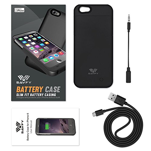 iPhone 6S Battery Case [Apple MFi Certified] SAVFY 3200mAh Rechargeable Extended Charging Battery Case for iPhone 6 / iPhone 6s 4.7 inch Slim Portable Charger Backup Power Bank, Black