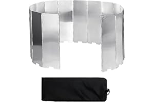 Junhui Campeggio Stufa Parabrezza, Paravento per Campeggio in Alluminio, 16 Lamelle Pieghevole Parabrezza per I Fornelli All'aperto, Picnic, Griglia, Campeggio