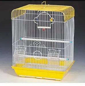 Bird cage for Budgies,Finches,Love Birds, with Cuttlefish Bone Holder and Cuttlefish Bone,-Central Fish Aquarium (Colors May Vary) (14 Inch Square Shaped cage) C19