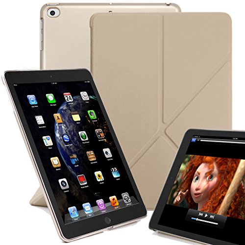 KHOMO Horizontal and Vertical Stand iPad 5th and 6th Generation Case 9.7 Inch (Released 2017 & 2018) - Origami Series - Gold