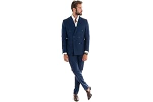GIOSAL Abito Uomo Doppiopetto Gessato Completo Giacca con Pantaloni da Cerimonia Elegante