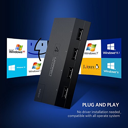UGREEN 4 Ports USB 2.0 Teilen Switch 4 In 1 Out Umschalter für Drucker Scanner - 7