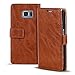 Produktbild Conie PU Lederhülle kompatibel mit Samsung Galaxy Note 7, Braune Klapptasche im Vintage Design Etui Hülle mit Kartenfächer