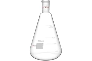 stonylab Matraz Erlenmeyer de Cristal 24/40, Erlenmeyer Flask Frasco de Laboratorio de Pared Gruesa de Vidrio de Borosilicato con Junta Exterior Cónica Estándar 24/40-1L