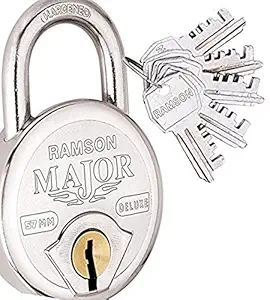RAMSON Steel Major Deluxe Double Locking 7 Lever Lock with 5 Keys (57 Mm, Silver)