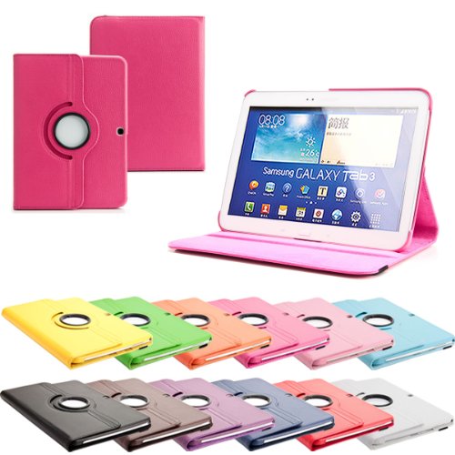 360° Tab3 10.1 Standtasche für SAMSUNG GALAXY TAB 3 10.1 P5200 P5210 P5220 Hülle Schutz Etui Tasche Cover (Pink) - 2