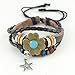 Ukamshop(TM)1PC Charming Vintage Cross Bracelet Infinity Love Leather Rope Infinite Bangle For Girls Boys Womens Mens (Pentagram Flowers)