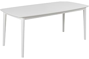 ‎AC DESIGN FURNITURE AC Design Furniture Monty Ausziehbarer Esstisch für 6 Personen, Rechteckige Tischplatte in Weiß mit Runden Beinen, Küchentisch mit Ausziehplatte, B: 180 x H: 75 x T: 90 cm