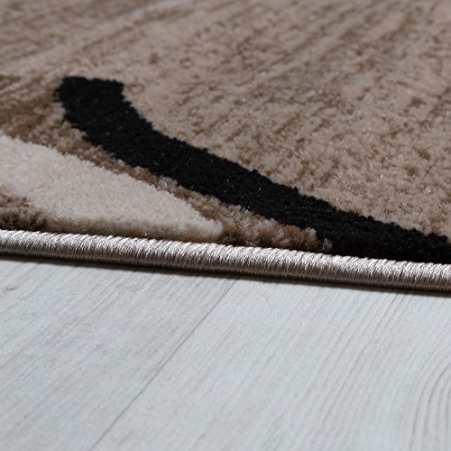 Wohnzimmer Teppich Bordüre Kurzflor Meliert Modern Hochwertig Grau Schwarz Braun, Grösse:240×340 cm - 2