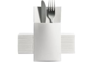 Shobi Tovaglioli portaposate 40x30 cm Tasca effetto stoffa in Pura cellulosa Biodegradabile e Compostabile (Bianco, 250)